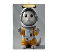 Space Cat Porte-bloc en acrylique pour infirmières et bureau, planche à clip en plastique avec clip discret, crochet de suspension, tableau d'écriture en PVC transparent - Doré 31,8 x 22,9 cm