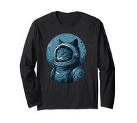 Space Cat Style vintage Bleu vieilli Manche Longue