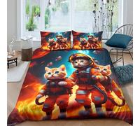 Space cats adventure Linge de Lit Résistante Microfibre résistante 3 Pièces 3D Effet Cartoon sci-fi Ensemble De Literie avec Taie d'oreiller Hypoallergique for Chambre Enfants Super king（260x220cm）