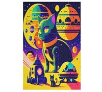 Space Color Chat Puzzles De 1000 Pièces pour Adultes Et Enfants Puzzle Impossible Jouets en Bois Jeu Stimulant 78×53cm