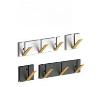 Space Crochet mural en aluminium pour salle de bain, salon et entrée - Capacité de 15 kg, support adhésif sans perforation, design pliable, noir/argenté