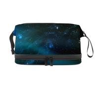 Space Diamand Stars Trousse de toilette double couche pour femme et fille Trousse de toilette de voyage Trousse de maquillage pratique avec compartiment à pinceaux, multicolore, 27x15x14