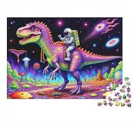 Space Dinosaur Rider 1000 Pièces Carton Épais Puzzle Premium pour Adultes Défi Éducatif Décoration Murale Le 38x26cm/1000pcs