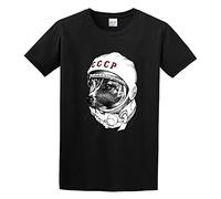Space Dog Laika Russia Russischer Soviet Union Astronaut Weltraum Hund Unisex 100% Cotton Short-Sleeve T-Shirts Black S