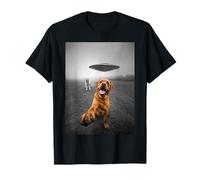 Space Dogs UFO Encounter Comédie Style Meme T-Shirt