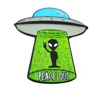 Space Enamel Lapel Pin Alien UFO Glitter Funny for Backpacks, Jackets and More