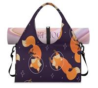 Space Fox Sac de sport pour homme et femme Motif renard mignon Sac de week-end avec compartiment à chaussures Sac fourre-tout à bandoulière pour yoga, gym, voyage, couleur, L, Organiseur de sac