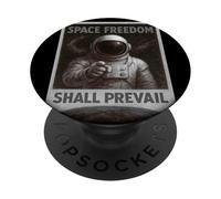 « Space Freedom Shall Prevail » Motif Astronaute de Science-Fiction de la Seconde Guerre Mondiale PopSockets PopGrip Adhésif