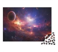 Space Galaxy Jigsaw Puzzle 1000 Pièces Recyclable Planet Nebula Senior Puzzles Éducatif Jeu Decompression Ideal for Famille and Friends Anniversaires 38x26cm/1000pcs
