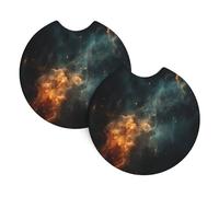 Space Galaxy Lot de 2 dessous de verre de voiture, absorbants et durables en caoutchouc chloré, ajustement universel pour la plupart des véhicules