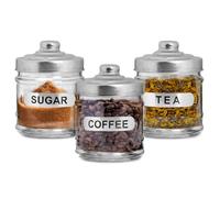 Space Home - Bocal de Cuisine Vintage - Lot de 3 Pot en Verre, Bocaux Rangement Cuisine pour Épices Thé Noix, Graines, Pâtes, Farine, Grains de Café - Bocal en Verre Rétro - 235 ml