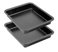 Space Home - Lot de 2 Moules à Four Carrés en Acier au Carbone Antiadhésif - Idéals pour Lasagnes, Gâteaux, Brownies et Gratins - Plaque à Rôtir, Plat à Four, 23 x 22 cm