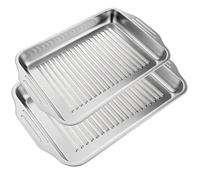 Space Home - Lot de 2 Rôtissoires en Acier Inoxydable - Plat à Four avec Grill - Plaque à Rôtir - Plat à Four - Plat a Four Rectangulaire