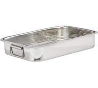 Space Home - Plat à Four en Acier Inoxydable avec Poignées et Grille 30 cm - Plat à Rôtir Rectangulaire pour Cuire Viande, Poulet, Légumes et Lasagnes