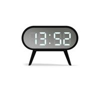 Space Hotel London ® The Cyborg LED Réveil Arrondi Boîtier Couleur Matte Miroir Cadran Chambre/Bureau 11.9cm (Noir/Argent)