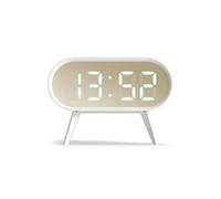 Space Hotel London ® The Cyborg LED Réveil Arrondi Boîtier Couleur Matte Miroir Cadran Chambre/Bureau 11.9cm (Blanc/Or)