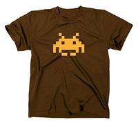 Space Invaders Rétro Culte T-Shirt, Atari, c64,80er, Nerd Large - Marron