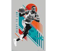 Space Jam 2 - Ready to Jam - Poster de film imprimé - Dimensions : 61 x 91,5 cm + cadre amovible Shinsuke® Maxi en plastique argenté, vitre acrylique