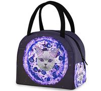 Space Magic Cat Pizza Sac fourre-tout réutilisable pour le déjeuner Sac isotherme isotherme pour la rentrée, le travail, le pique-nique, le voyage, la pêche, la plage