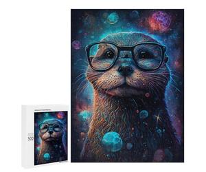 Space Otter Glasses Art Print Puzzle 1000 Pièces Educa Jouet en Bois Cadeau Unique Décoration Intérieure Jeu Éducatif Challenge Toy Adultes Et Enfants À Partir De 14 Ans 500 PCS