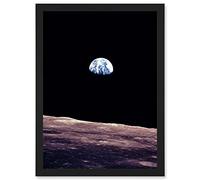 Space Photo Planet Earth from Moon Surface Landscape USA A4 Artwork Framed Wall Art Print Espacer Photographier Planète À partir de Lune Paysage Les états-Unis d'Amérique Mur