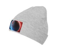 Space Planet Earth - Bonnet tricoté imprimé pour l'hiver - Chaud - Doublure polaire - Unisexe - Bonnet côtelé pour le ski, la neige, la randonnée, les activités de plein air., gris, Taille unique