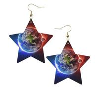 Space Planet Earth Boucles d'oreilles pendantes célestes en forme d'étoile pour femme, One Size, Cuir