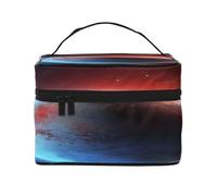Space Planet Earth - Grande trousse de maquillage imperméable pour voyage et gym, organiseur de maquillage avec 4 sangles élastiques et compartiments, tissu sergé de qualité supérieure., Noir , Taille