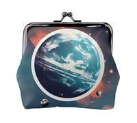 Space Planet Earth Portefeuille en cuir PU imprimé en microfibre avec verrou pour rouge à lèvres et changement de clés