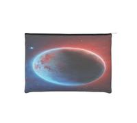Space Planet Earth Trousse à maquillage réutilisable en papier imperméable et légère pour voyage, école et usage quotidien Motif imprimé complet pour femmes, étudiants, éco-conscients, Noir , Taille