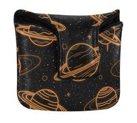 Space Planet Housse de putter en similicuir avec fermeture magnétique pour maillet carré Orange Noir