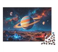 Space Planet Jigsaw Puzzle 1000 Piècess Matériau Recyclable Alien Landscape Puzzles for Boy & Girl Ages 6 Years Up Jeu Éducatif Challenge Parent Enfant Toy 38x26cm/1000pcs