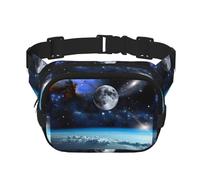 Space Planet Unisexe Taille Réglable Carré Double Couche Sac de Taille pour Activités de Plein Air Voyage Course Randonnée, Noir , Taille unique