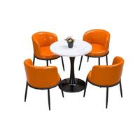 Space-Saving 5-Piece Dining Set, Modern Bistro Table and Chair Vibrant Color Options & Stable Pedestal Base for Small Kitchens, Cafes(G)