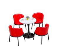 Space-Saving 5-Piece Dining Set, Modern Bistro Table and Chair Vibrant Color Options & Stable Pedestal Base for Small Kitchens, Cafes(L)