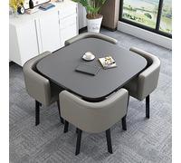 Space-Saving Coffee Table Set for Business Meetings - Light Gray Conference Table & Chair Perfect for Small Offices, Negotiation Spaces and Collaboration Areas