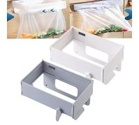 Space-Saving Foldable Trash Bag Holder, Wall Mounted Foldable Kitchen Trash Can with Magnetic Closure, Space Saving Collapsible Hanging Garbage Bag Rack, for Cabinet Doors, Bathroom (C)