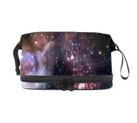 Space Sky Diamand Trousse à maquillage double couche pour femme et fille Trousse de toilette de voyage Trousse de maquillage pratique avec compartiment à pinceaux, multicolore, 27x15x14