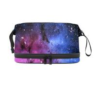 Space Sky Trousse de toilette double couche pour femmes et filles Trousse de toilette de voyage Trousse de maquillage pratique avec compartiment à pinceaux, multicolore, 27x15x14 cm/10.6x5.9x5.5 in,
