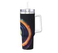 Space Spiral Cosmic Energy Print - Gobelet isotherme de 1200 ml avec poignée et paille - Gourde étanche en acier inoxydable