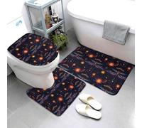 Space Sun Lot de 3 tapis de bain motif libellule, absorbants, antidérapants, lavables, pour abattant de WC en forme de U, tapis de douche doux pour