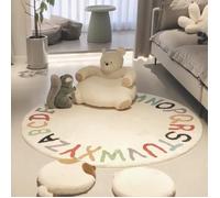 Space Tapis de Jeu Fait Main ABC Alphabet pour Enfants - Doux Coton Lisse Lettres Éducatives Précoce Tapis Blanc & couleur 80cm