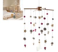 Space Theme Mobiles for Soothing Calming, Wooden Pendent Toy, 360° Rotating Space Design Toys for Bedrooms Bedding Play Sleep Travel