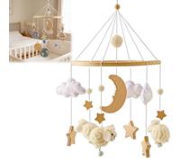 Space Theme Mobiles for Soothing Calming, Wooden Pendent Toy, 360° Rotating Space Design Toys for Bedrooms Bedding Play Sleep Travel