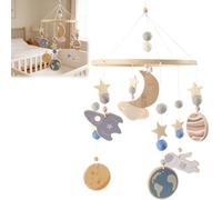 Space Theme Mobiles for Soothing Calming, Wooden Pendent Toy, 360° Rotating Space Design Toys for Bedrooms Bedding Play Sleep Travel