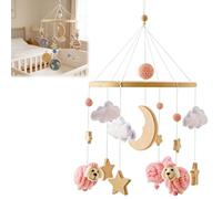 Space Theme Mobiles for Soothing Calming, Wooden Pendent Toy, 360° Rotating Space Design Toys for Bedrooms Bedding Play Sleep Travel