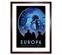 Space Tourism Science Travel Europa Ice Moon Jupiter Wall Art Print Mur Encadré Décor 30 x 41 cm