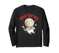 Space Trip 1979 Astronaute Mission Lover Cat in Humour Funny Manche Longue