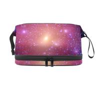 Space Trousse de toilette double couche pour femmes et filles, trousse de toilette de voyage, trousse de maquillage pratique avec compartiment à pinceaux, multicolore, 27x15x14 cm/10.6x5.9x5.5 in,