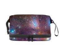 Space Trousse de toilette double couche pour femmes et filles, trousse de toilette de voyage, trousse de maquillage pratique avec compartiment à pinceaux, multicolore, 27x15x14 cm/10.6x5.9x5.5 in,